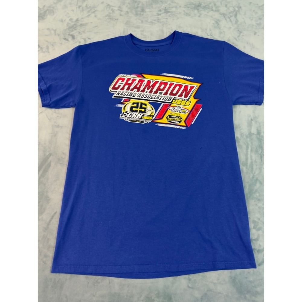 Champion Racing Association CRA 25 Years JEGS Blue T-Shirt Mens Medium ARCA CRA
